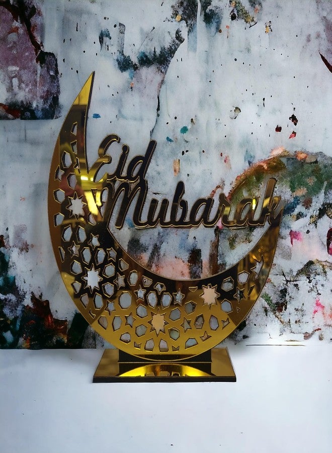 PrintEra Islamic Freestanding Eid Mubarak Decor with Moon Ramadan Kareem Sign, Blessed Ramadan Sign, Eid Mubarak Unique Islamic Gifts and acrylic Signs for Festive Celebrations Size 9x9 Inches - Image 4